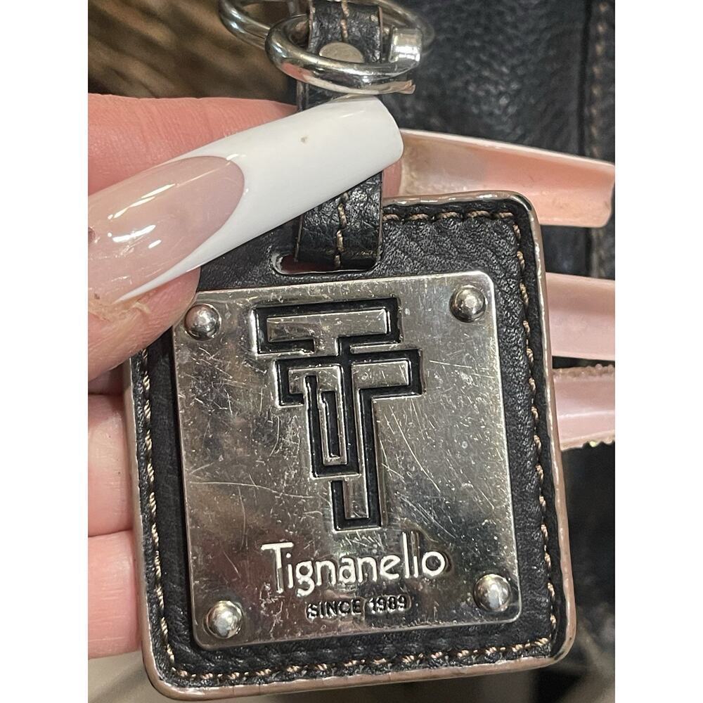 Vintage Tignanello Perfect 10 HmBag~Black Pebble Grain Leather Purse Handbag - Picture 3 of 9